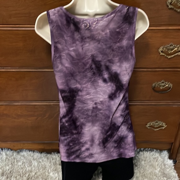 Dress Barn Purple Tie Dye Cowl Neck Top - Picture 2 of 5